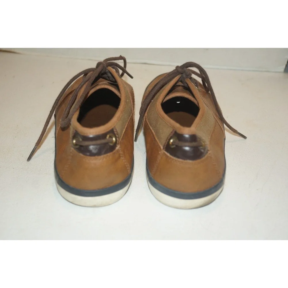 Parker & Sky Mens Brown Navy Leather Round Toe Casual Shoes SZ 10.5 Oxford - U22